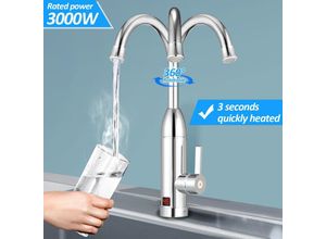 0962061776419 - Hengda Wasserhahn mit Durchlauferhitzer 3KW Elektrischer Wasserhahn Küche mit Integriertem Temperaturanzeige 360° Swivel Tap