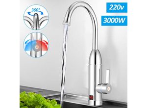 0962061777287 - Wasserhahn mit Durchlauferhitzer 3KW Elektrischer Wasserhahn Küche mit Integriertem Temperaturanzeige 360° Swivel Tap - Tolletour