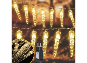 0962061786210 - Led Eiszapfen Lichterkette Eisregen 40 led Wasserdicht Weihnachten Meteor Eiszapfen Lichter Warmweiß - Warmweiß - Tolletour