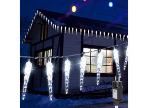 0962061786227 - Led Eiszapfen Lichterkette Eisregen 40 led Wasserdicht Weihnachten Meteor Eiszapfen Lichter kaltweiß - Kaltweiß - Tolletour