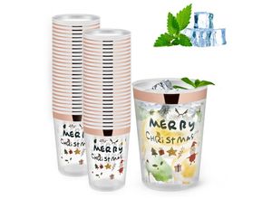 0962061796912 - 50X Trinkbecher Einwegbecher pp Plastikbecher Weihnachten Feiern 035L Mehrweg Party Cups Camping Coffee - Transparent - Hengda