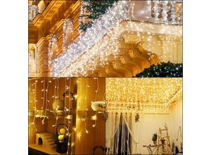 0962061817327 - 15m 400 led Eisregen Lichterketten Eiszapfen Weihnachtslichterkette Lampenkette lichtvorhang Party IP44 Aussen Innen Warmweiß - Tolletour