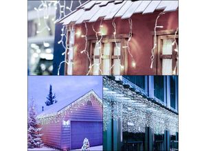 0962061817334 - 15m 400 led Eisregen Lichterketten Eiszapfen Weihnachtslichterkette Lampenkette lichtvorhang Party IP44 Aussen Innen Kaltweiß - Tolletour