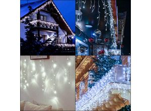 0962061974600 - Vingo 10m 200 led Eisregen Lichterketten Eiszapfen Weihnachtslichterkette Lampenkette lichtvorhang Party IP44 Aussen Innen Kaltweiß