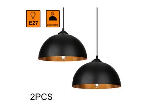 0962061976321 - Vingo - Pendelleuchte Lampenschirm 2er Set Pendellampe Industrielle Vintage Metall E27 Hängelampe 60W Hängeleuchte Deckenlampe ø 30cm - schwarz