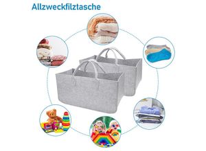 0962061976659 - Filztasche 2er Set Aufbewahrungskorb Tragetasche Behälter Wäschesammler Filz Faltbar grau 50 x 25 x 25 - Vingo