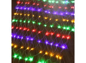 0962061997760 - Led Lichternetz Außen und Innen mit 8 Leuchtmodi Lichterkette Netz IP44 Wasserdicht für Weihnachten Halloween Garten Hochzeitsfeier rgb 2x2M - Swanew