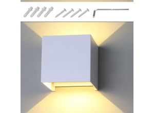 0962062002456 - Wolketon LED Wandleuchte Keller Wandlampe Winkelverstellbar Treppen Außen IP65 Badlampe 7W Weiß Warmweiß - Weiß