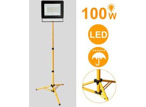 0962063027960 - Led Fluter Baustrahler Arbeitsleuchten Strahler Flutlicht mit Stativ 100W Warmweiß - Vingo