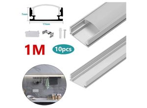 0962063057431 - Swanew - 10x1m Profilé Aluminium led Angle Anodisé Diffuseur laiteux pour Ruban Bande led Couvercle Blanc Opaque Forme en u - argent