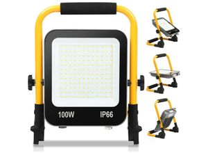 0962063057462 - Projecteur led avec Jaune trépied 100W Projecteur Extérieur avec prise Spot éclairage de sécurité - Gris - Swanew