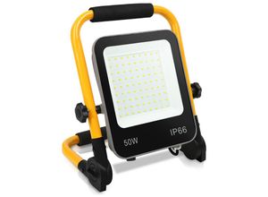 0962063401456 - Led Fluter Scheinwerfer IP66 Kaltweiß Außen Strahler mit Stativ 50W - Hengda