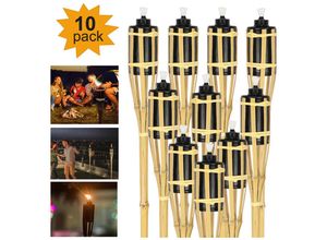 0962063469746 - Gartenfackeln Set 30x Lampen Fackeloel Docht 90cm Bambus Ölfackeln für draußen Lampenöl für fackeln Flammen Feuer Party Deko - Gelb - Hengda