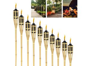 0962063475594 - Gartenfackeln Set 40x Lampen Fackeloel Docht 90cm Bambus Ölfackeln für draußen Lampenöl für fackeln Flammen Feuer Party Deko - Gelb - Tolletour