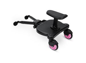 0962063490245 - (Deactive) Hengda Buggy Board mit Sitz Kiddyboard Kinderwagen Board Trittbrett Universal Hilfspedal 360°Zweirad Design Rosa