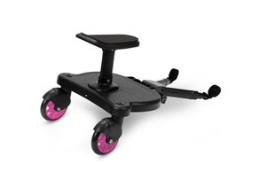 0962063498296 - TolleTour Buggy Board mit Sitz Kiddyboard Kinderwagen Board Trittbrett Universal Hilfspedal 360°Zweirad Design Rosa