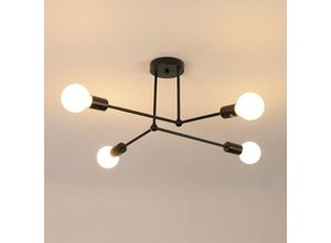 0967435616612 - Moderne Sputnik Pendelleuchte mit 4 Lichtern E27 Industrie-Design für Schlafzimmer Küche Flur (Leuchtmittel nicht inklusive) - Schwarz - Comely