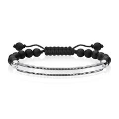 1004258700001 - Gravierbares Armband für Herren Obsidian Sterlingsilber