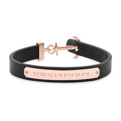 1004285100003 - Lederarmband Signum Koordinaten schwarz rosé