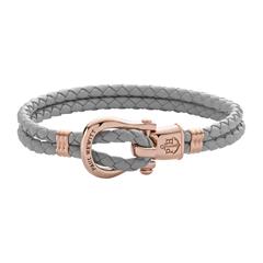 1004285400004 - Phinity Armband aus Leder und Edelstahl grau rosé 1004285400004 - Phinity Armband aus Leder und Edelstahl grau rosé