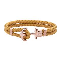 1004402600003 - Phrep Armband aus Leder in Canary mit Anker in Rosé 1004402600003 - Phrep Armband aus Leder in Canary mit Anker in Rosé