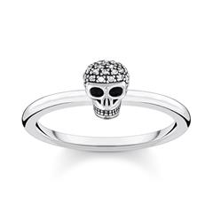 1004722700001 - 925er Silberring Totenkopf für Damen mit Zirkonia