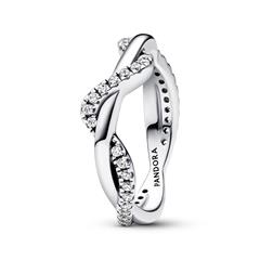 1005672000005 - Verschlungene Wellen Ring aus Sterlingsilber Zirkonia