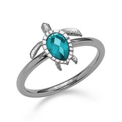 1005712500007 - Turtle Ring für Damen aus Edelstahl mit Zirkonia