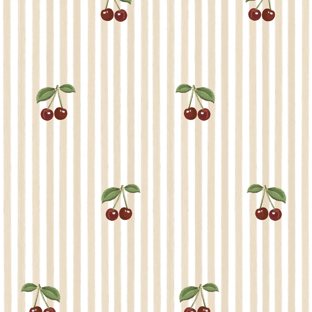 1122009938906 - Babytapete Little Cherries On Stripes