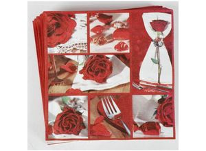 2004005804005 - Buri - 24x 20er-Packung Servietten 33x33cm 3-lagig rot Hochzeit Valentienstag Liebe