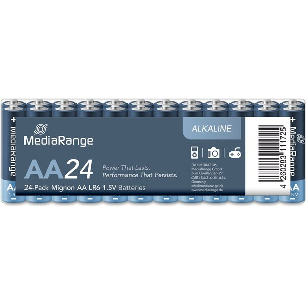 2050000146428 - Alkaline Batterien Mignon AA LR6 15 V Abmessungen ø 13 x 50 mm 0 % Kadmium und Quecksilber 24er Pack 2050000146428 Medi