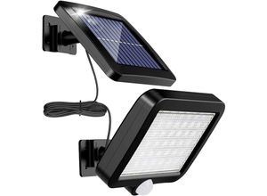 2213254335479 - Aougo - 56 LED-Solarleuchte für den Außenbereich mit Bewegungsmelder 120° wasserdicht IP65 Solar-Gartenleuchte mit 5 m Kabel [Energieklasse a++]