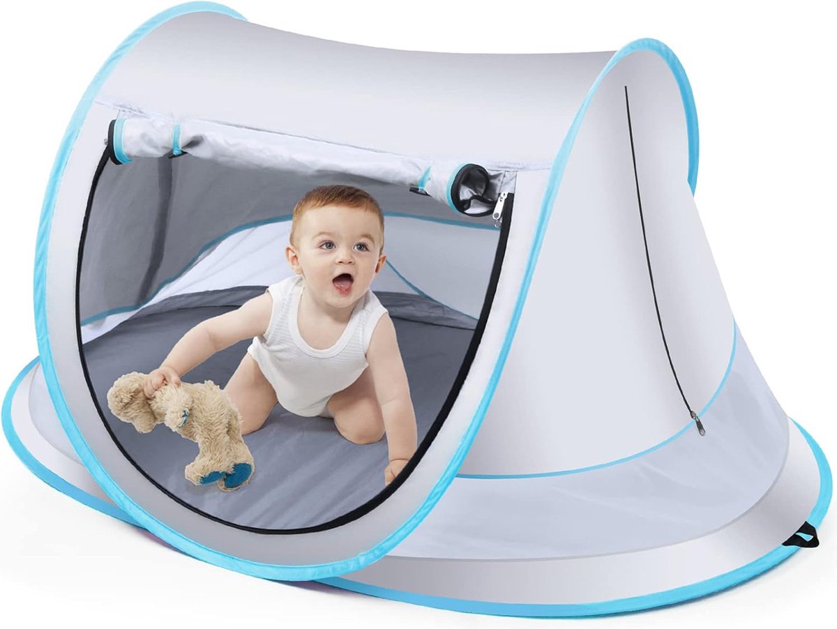 2950037836326 - BabyBox Campingbett - UV50+ - faltbar - inkl Moskitonetz - 140 x 65 x 90 cm - Silber