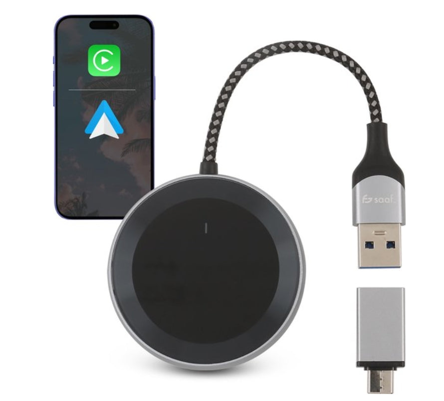 2950049878420 - Apple CarPlay & Android Auto Dongle - Kabelloses Carplay und Android Auto - USB-C + USB-A - Automatisch verbinden - D200 Plus
