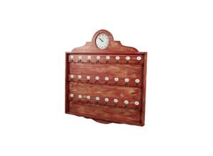 3000005044235 - Biscottini - Wandtafel mit Uhr aus Holz in antikem Rot