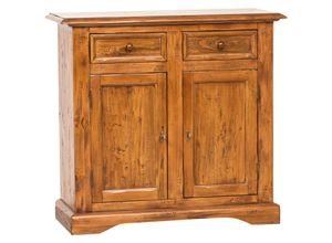 3000005065933 - Biscottini - Country Sideboard aus massivem Lindenholz mit Nussbaum-Finish L110xPR45xH103 cm Made in Italy