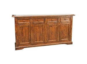 3000005065971 - Biscottini - Country Sideboard aus massivem Lindenholz mit Nussbaum-Finish L202xPR45xH103 cm Made in Italy