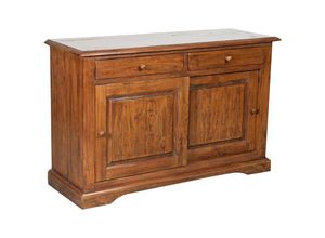 3000005073204 - Biscottini - Country Sideboard aus massivem Lindenholz mit Nussbaum-Finish L142xPR50xH90 cm Made in Italy