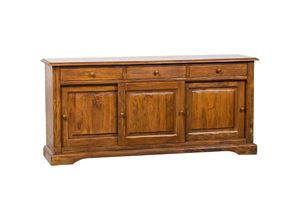 3000005086983 - Biscottini - Country Sideboard aus massivem Lindenholz mit Nussbaum-Finish L197xPR50xH91 cm Made in Italy