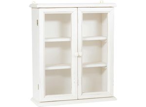 3000005089045 - Biscottini - Kleine Vitrine zum Aufhängen im Country-Stil aus massivem Lindenholz mit antikiertem weißem Finish Made in Italy