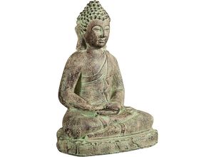 3000005108227 - Biscottini - Kleine Statue von Buddha aus bemaltem Gips mit antikiertem Finish L38xPR28xH55 cm