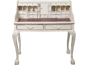 3000005139986 - Biscottini - Schreibtisch Lady secretaire aus massivem Mahagoniholz mit antikiertem weißem Finish 103x64x105 cm