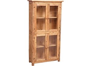 3000005148056 - Biscottini - Landhausvitrine aus massivem Lindenholz natur L68xPR25xH130 cm Made in Italy