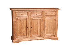 3000005162588 - Biscottini - Country Sideboard aus massivem Lindenholz natur L156xPR45xH103 cm Made in Italy - Legno