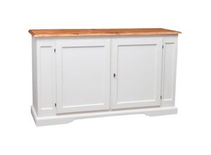 3000005162649 - Biscottini - Country Sideboard aus massivem Lindenholz mit weißer Struktur und natürlichem Finish L180xPR58xH105 cm Made in Italy - Legno e bianco