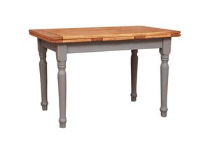 3000005163882 - Biscottini - Ausziehtisch im Country-Stil aus massivem Lindenholz mit antikierter grauer Struktur und natürliche Platte L120xPR80xH80 cm Mad