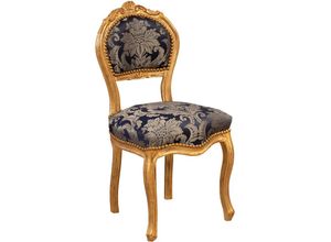 3000005172815 - Goldfarbener Wohnzimmer Sessel Louis XVI 90x45x42 cm Holzstuhl französischer Stil Schlafzimmer Sessel gepolsterter Barocksessel