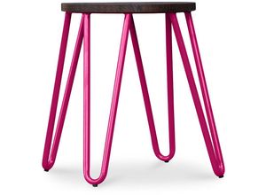 3006702119245 - Privatefloor - Hairpin Hocker - 43cm - Dunkles Holz und Metall Fuchsia - Stahl Holz Metall Holz - Fuchsia