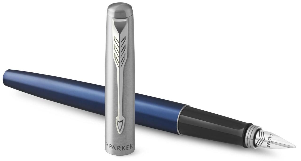 3026980309503 - PARKER Füllhalter JOTTER Edelstahl CC Blue Royal Federbreite M Strichfarbe blau geschliffener Edelstahl - 1 Stück (2030950)