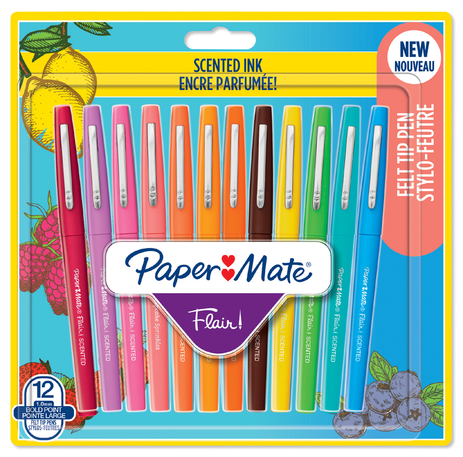 3026981384677 - Paper Mate Flair Duftende Filzstifte | Verschiedene Düfte und Farben für den Sonntagsbrunch | Mittlere Spitze (07 mm) | 12 Stück